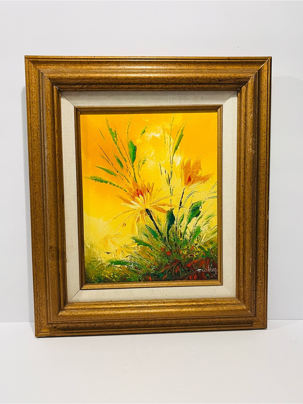 Midcentury S.Colby Oil Painting on Canvas Signed & Framed Very Rare 15”-13”